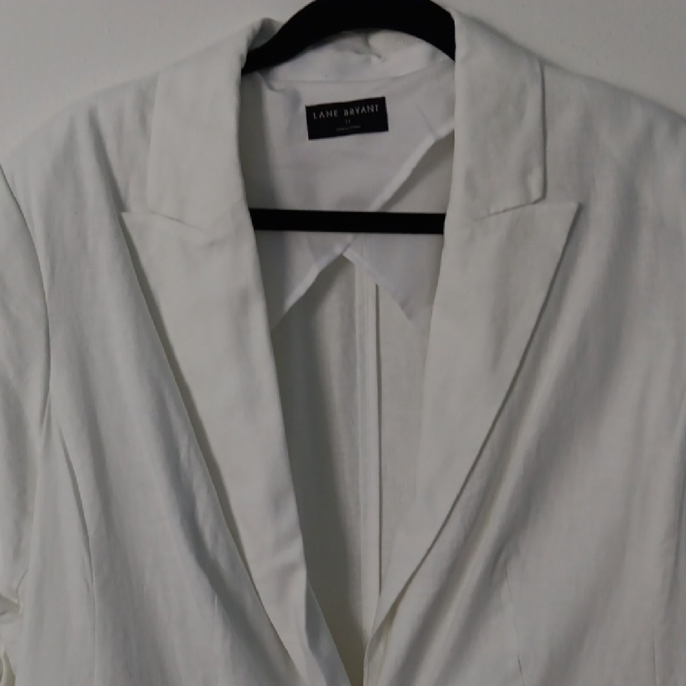 Lane Bryant Linen Two-Button Ruched-Sleeve Blazer #3546 - Picture 4 of 12